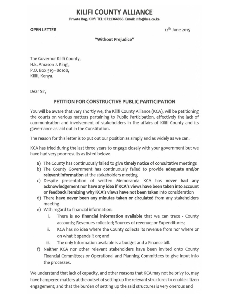 KCAs Open Letter to The Governor, CGK-0
