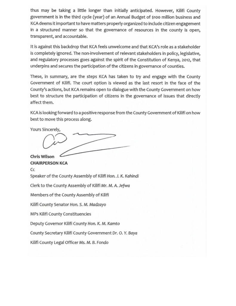 KCAs Open Letter to The Governor, CGK-1